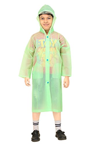 Image of Goodluck Kids Waterproof Knee-Length Raincoat for Boys & Girls - Transparent Hooded Rain Wear, Lightweight Reusable Rain Jacket with Front Button Closure for School, Travel & Outdoor Use