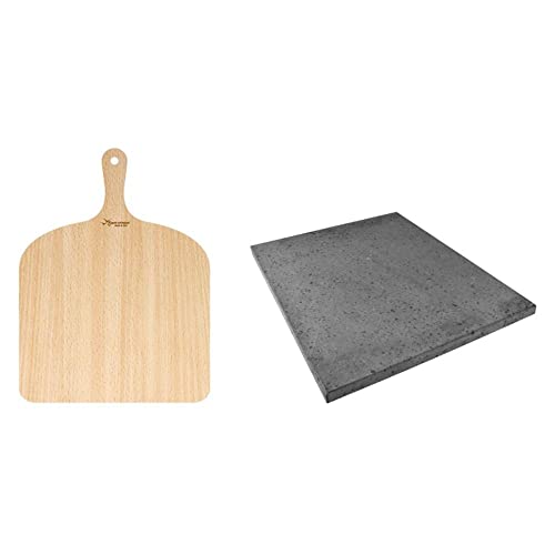 Eppicotispai Pizza Set with Cooking Stone and Pizza Peel, Silver