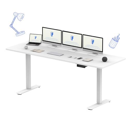 FLEXISPOT Escritorio Elevable Eléctrico Mesa Regulable en Altura 200x80 cm con 2 Potentes Motores Escritorio Estable Escritorio de pie Eléctrico Regulable en Altura con Función Memoria(Blanco+Blanco)