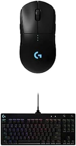 Logitech G Pro Wireless Gaming Mouse & G PRO Mechanical Gaming Keyboard, Ultra Portable Tenkeyless Design, Detachable Micro USB Cable, 16.8 Million Color LIGHTSYNC RGB Backlit Keys