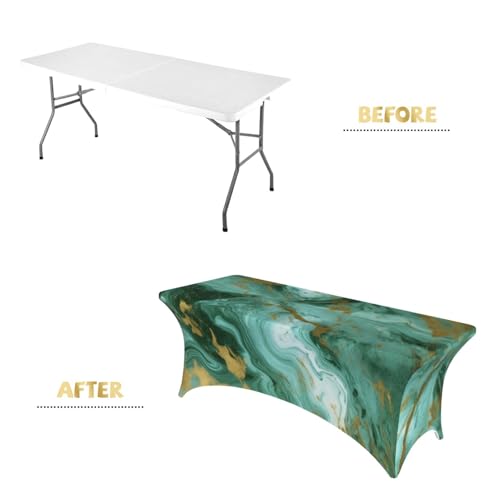 Nappe marbrée verte premium en élasthanne infroissable pour table stretch - 5