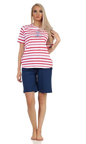 Maritimer - Pijama de manga corta para mujer, parte superior con diseño de ancla, también en tallas grandes, rojo, 62