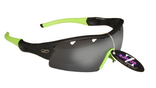Ray-Zor Rayzor profesionales ligeros UV400 Negro Deportes Wrap excursionismo Gafas de sol, con una pieza 1 con ventilación ahumado espejo antideslumbrante lente.