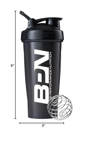 BARE PERFORMANCE NUTRITION Blender Bottle Shaker Bottle, 28 oz Shaker Bottle with Wire Whisk, Black