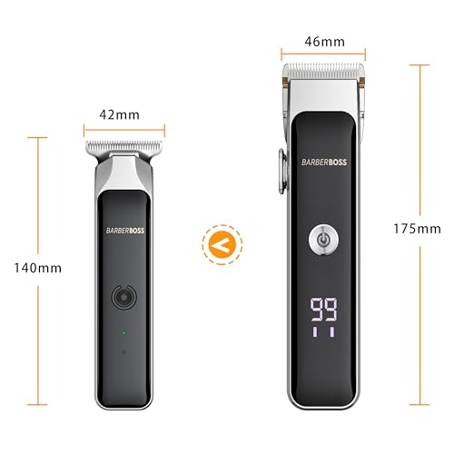 Barberboss Bartschneider-Set für Männer, 2 kabellose Haarschneider mit Präzisionsregler, Gesichtsschneider für Männer, LED-Anzeige und USB-Ladefunktion, tragbares Pflegeset