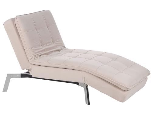 Moderne, verstellbare Chaiselongue in Beige Bezug aus Samtstoff Récamiere Loiret Moderne, verstellbare Chaiselongue in Beige Bezug aus Samtstoff Récamiere Loiret