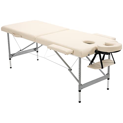 HOMCOM Barella da massaggio pieghevole Tavolo da massaggio portatile con altezza regolabile in 7 posizioni Poggiatesta e telaio in lega di alluminio per fisioterapia carico 130 kg 186x71x62-83 cm