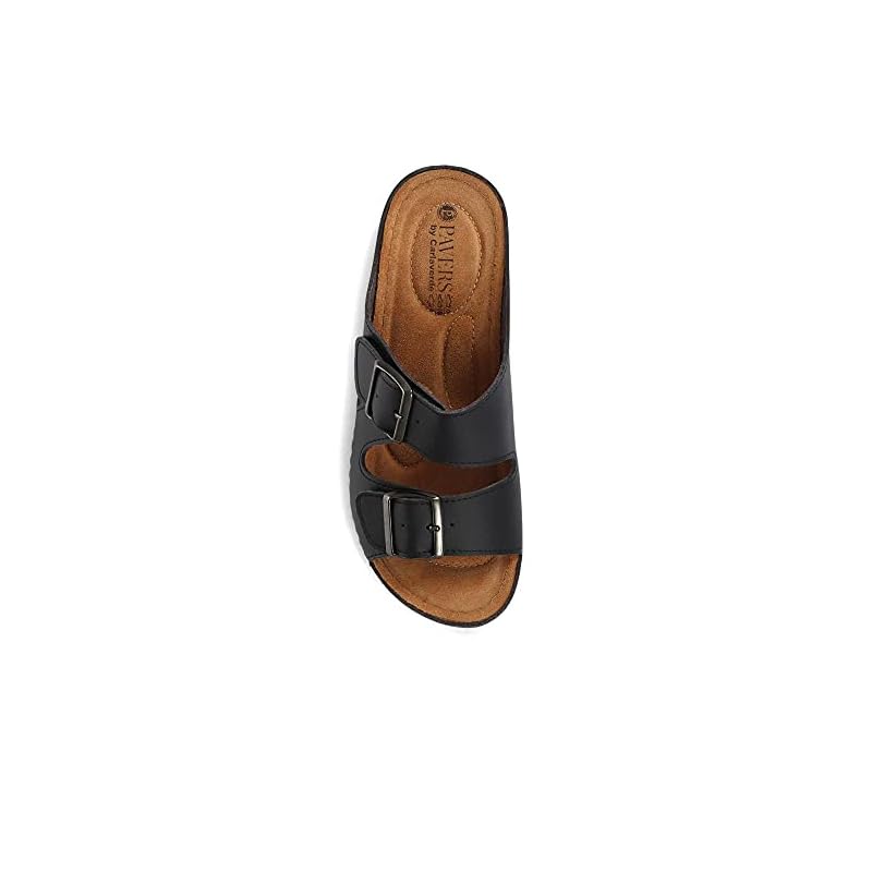 Pavers Women's Adjustable Mule Sandals - Comfortable Faux Leather Shoes  with Cushioned Suede Insole - Touch Fastening Ladies Summer Footwear -  Yorkshire Outdoor Activity Park