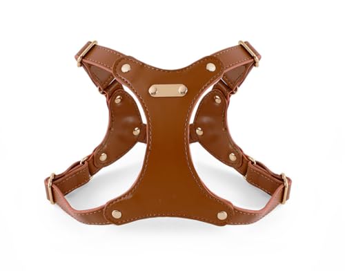 feiling Harnais en Cuir pour Chien - Imperméable - Réglable - Doux - pour Chiens de Petite et Moyenne Taille (Brun, L)