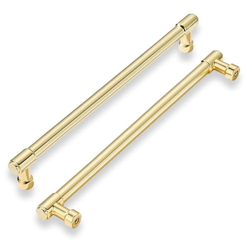 khtumeware 6-Pack 10inch Hole Center Polished Brass Cabinet Pulls Heavy Duty Cabinet Handles for cabinets Dressers