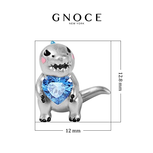 Image of GNOCE Embraces Heart Gemstone Bead Charms 925 Sterling Silver Wolf Fox Bear Husky Hedgehog Astronaut Chihuahua Dinosaur Rabbit Koala Axolotl Angel Tiger Dog Unicorn Cat Jewelry Gift for Women