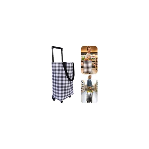 Image of Rolling Shopping Bag, Small Shopping Cart with Wheels,Collapsible Portable Waterproof Tote for Market & Grocery Runs-Gift for Women & Seniors(Grey)