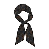 GUHAOT Elegante sciarpa rustica in legno scuro stampata in raso per capelli e borsa - accessorio da donna sofisticato, Piastrelle rustiche in legno scuro, Etichettalia unica