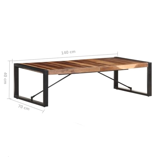 Table basse en bois d'acacia massif issue d'un artisanat industriel brut