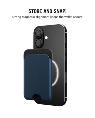 Image of DailyObjects Leather Magnetic Wallet Card Holder | Designed for MagSafe Compatible with iPhone 16, iPhone 15, iPhone 14, iPhone 13, iPhone 12 Models | Premium Design | Full-Grain Leather - Blue-Grey