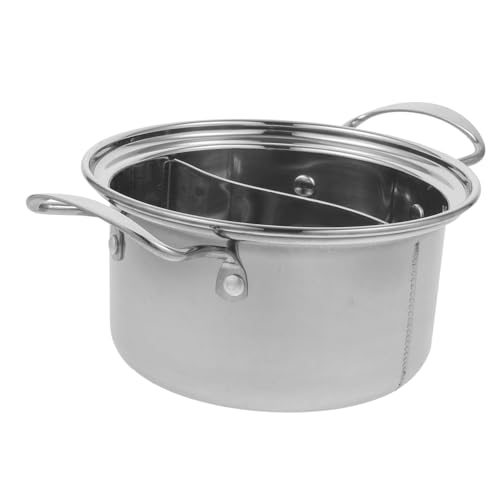 CIYODO Marmite à Fondue 1 Personne Inox 18/10, Casserole à Soupe Double Compartiment, Résistante à La Chaleur, Cuisine Et Repas Individuels, Marmite Compacte Sans Revêtement, Pour Cuisson Rapide