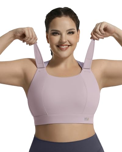 Image of High Impact Sports Bra Molded Cup Adjustable Criss Cross No Bounce Wireless Workout Bra for Large Breasts