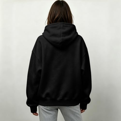 Funnel Neck Hoodie Women Oversized Mock Neck Sweatshirt Fall Clothes | Cotton Comfort Cute Oversized Hoodie, Fleece Fall Lightweight Comfy Kangaroo Pouch Hoodie,Drop Shoulder Long Sleeve Pullover - image 5