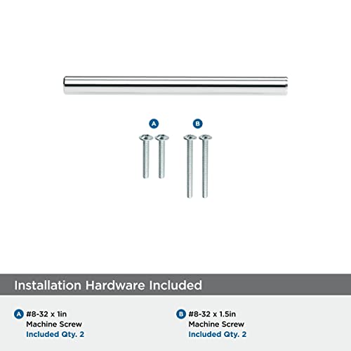 Image of Amerock | Cabinet Pull | Polished Chrome | 3 inch (76 mm) Center to Center | Bar Pulls | 1 Pack | Drawer Pull | Drawer Handle | Cabinet Hardware | 3 inch (76mm) Center-to-Center Mounting Distance and 5-3 /8 inches Overall Length, Durable Carbon Steel Cabinet Hardware