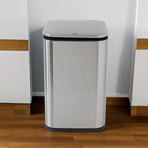 Image of Kuber Industries 15L Stainless Steel Automatic Touchless Motion Sensor Dustbin | Quick Open, Soft Close Lid Garbage Bin for Kitchen & Bathroom | Indoor & Outdoor Trash Can