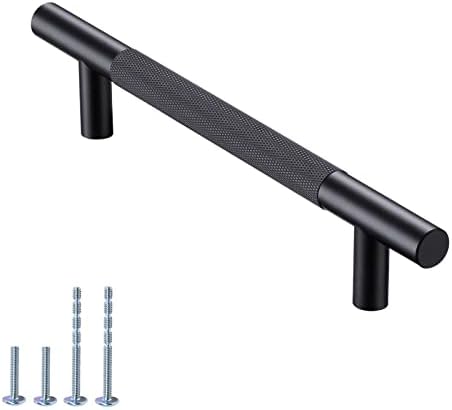 AITITAN 10 Pack Black Cabinet Handles Knurled Cabinet Pull - 7 Inch (5 Inch Hole Centers) Matte Black Cabinet Pulls and Black Handles for Kitchen Cabinets, Dresser Drawers and Wardrobe