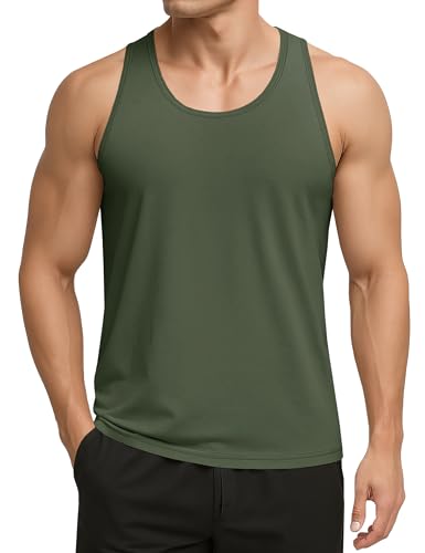 KEFITEVD Tanktop Herren Gym Sportunterwäsche Armeegrün Baumwolle Tank Top Leicht Summer Tops für Fitness Gym Outdoor 3XL KEFITEVD Tanktop Herren Gym Sportunterwäsche Armeegrün Baumwolle Tank Top Leicht Summer Tops für Fitness Gym Outdoor 3XL