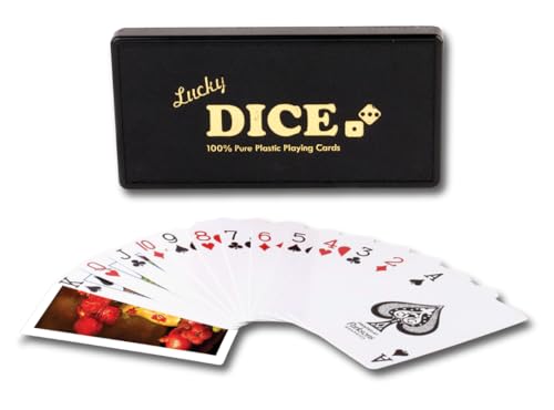 Image of 575 Lucky Dice Waterproof Plastic Playing Cards - Pack of 3 PVC Decks, Washable, Durable, Flexible Poker Cards for Rummy, Teen Patti & Travel Games