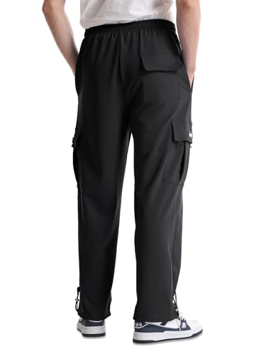 Men's Cargo Sweatpants Loose Fit Pants Joggers for Men with Pockets, Open Bottom Drawstring2