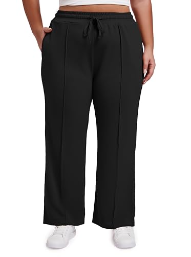 SEKINO Women's Plus Size Wide Straight Leg Pants High