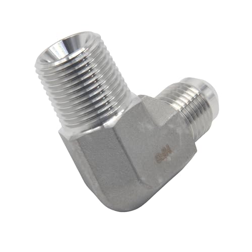 Image of HFS(R) 3 /8 inch Male NPT to 3 /8 inch Male JIC Elbow 90 Flare Pipe Fitting 304 Stainless Steel (3 /8 inch MNPT x 3 /8 inch MJIC)
