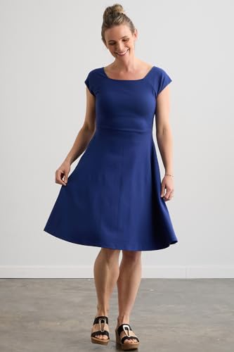 Image of Fair Indigo Women's 100% Organic Pima Cotton Ballet Neck Dress