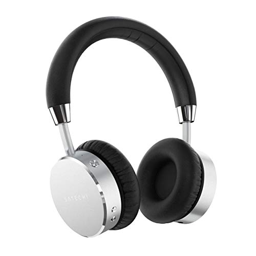 Satechi Aluminum Bluetooth Wireless Headphones with Enhanced Bass 3.5mm Audio-Out Jack - Compatible with iPhone 12 Pro Max/12 Pro/12 Mini/ 12, 2020 iPad Pro, 2020 iPad Air (Silver)