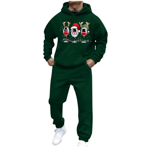 Conjunto de chándal para hombre, sudadera de manga larga con capucha y pantalones deportivos, estampados navideños, sudaderas informales, pantalones deportivos, cintura elástica, conjunto completo