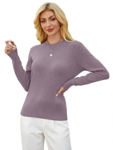 Image of GKBK Women's Wool Blend Sweaters 2026 Fall Fashion Lightweight Business Casual Outfits Long Sleeve Crew Neck Pullover Tops