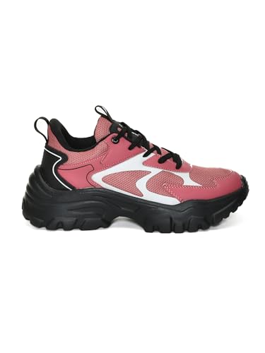 Image of Impakto Women Chunky Sneakers | Lightweight & Breathable Upper for Airflow | Shock Absorbing Padded Insole | Skid Resistant Outsole for Firm Grip for Travel, Party & College Casual Shoes