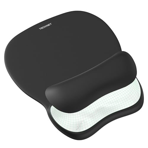 TECKNET Alfombrilla Ratón con Ergonómica, Reposamuñecas Mouse Pad con Apoyo, Alfombrilla Gaming de Gel Fresco y Transpirable, Impermeable y Fácil de Limpiar, Almohadilla Raton de PU Antideslizante