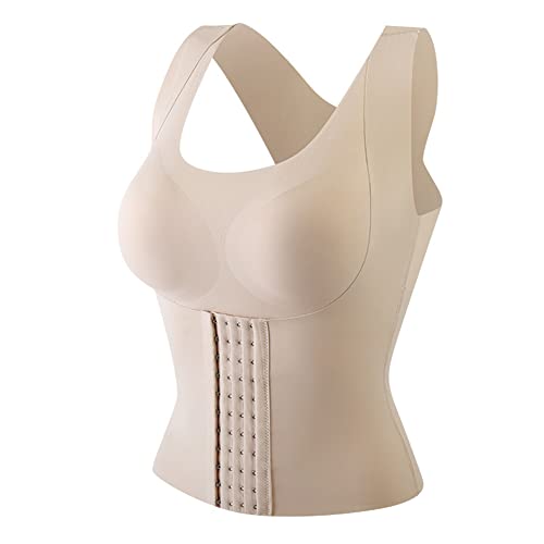 URFEDA Damen Korsage Korsett 4-in-1 Waist Buttoned Bra Shapewear Cincher Taillenmieder Bauchweg Shaping Bodysuit Formende Bodys Taille Geknöpfter BH Shapewear Geschenke für Frauen Hautfarbe M thumbnail