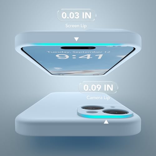Image of Magnetic for iPhone 15 Plus Case, Compatible with MagSafe, [Full Camera Protection][Screen Protector] Silicone Shockproof Protective Phone Case for iPhone 15 Plus 6.7 inch, Light Blue