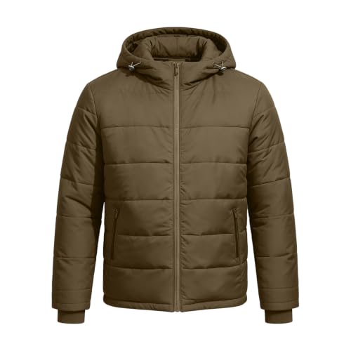 Mens Puffer Jacket with Hood Lightweight Long Sleeve Warm Winter Coats - image 6