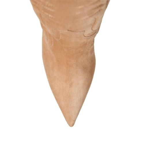 Women's Embroidered Knee High Boots Suede Block High Heel Western Cowboy Long Booties Pointed Toe Pull On Riding Boots for Women Ladies Fahion Dress Tall Boots3