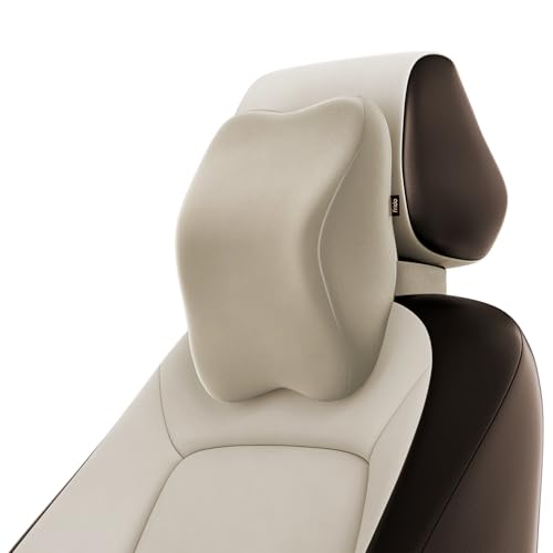 Image of Frido Ultimate Car Neck Rest Pillow| Ultrasoft Pillow for Comfortable Rides | Superior Neck Support Cushion | Relieves Neck Pain | Hi-Per Foam Head Rest Pillow with Washable Velvet Cover | Beige