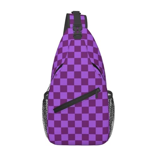 Image of Crossbody Bag Sling Bag Backpack Chest Bags Shoulder Bag for Women Men Elegant Purple Plaid Tartan