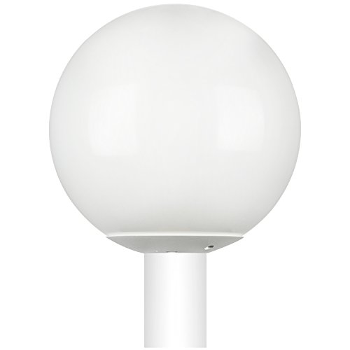 Sunlite DOD/12GL/WH/WH/MED 12" Decorative Outdoor Neckless Globe Polycarbonate Post Fixture, White Finish, White