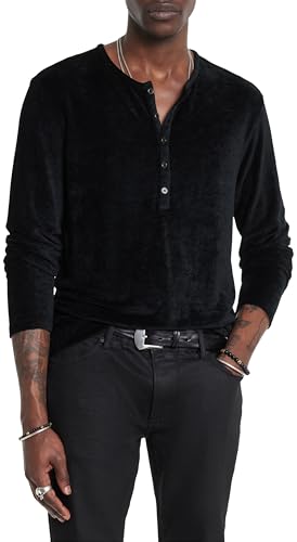 John Varvatos Men's Rosario Henley, Black