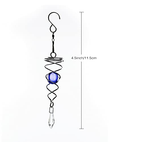 4Pcs Gazing Ball Spiral Tail Wind Spinner Stabilizer,4.5 Inch Stainless Steel Glass Ball With Hanging Swivel Hook For Outdoor Garden Wind Spinner Catcher Decorations(Blue,Red,Green,Purple) #TOP1