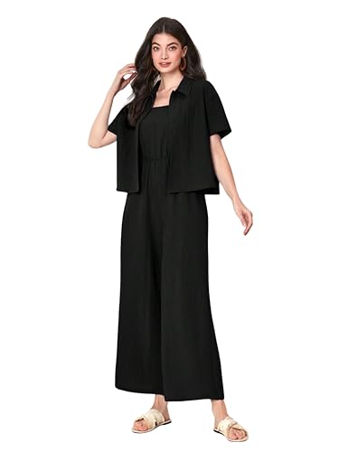 Image of TOPLOT Women's Jumpsuit Co-ord Set | Soft Breathable Feel | Comfortable Fit with Easy Movement | Stylish One-Piece Outfit Design | Perfect for Casual & Travel (5225)