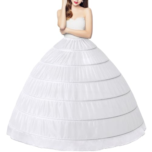 6 Hoops Petticoat, Lace up Crinoline Petticoats for Women, Fluffy Petticoat Skirt, Slips Long Petticoat Underskirt