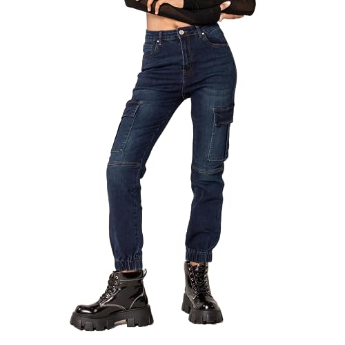 Nina Carter P219 Damen Cargo Jeans High Waist Relaxed Fit Jeanshosen...