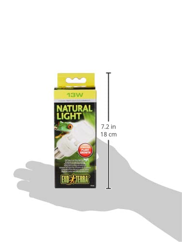 Exo Terra Natural Light, Vollspektrum-Tageslichtlampe, Kompakte Lampe mit idealem Tageslichtspektrum für alle Reptilien und Amphibien, 13W, Fassung E27