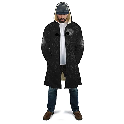 Odin Rune 3D Allover Print Men's Warm Hooded Coat Viking Tattoo winter lambswool casual couple parka jacket (Color : Bear Claw Knot, Size : X-Large)2